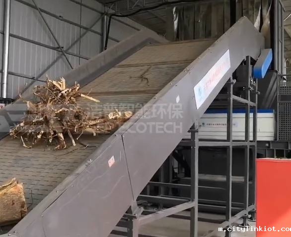 园林绿化垃圾破碎处理生产线项目现场视频